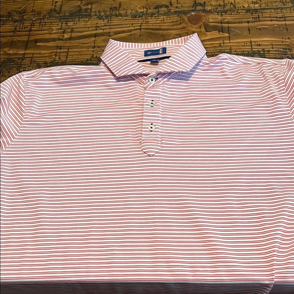 Peter Millar Pink and White Striped Polo Shirt